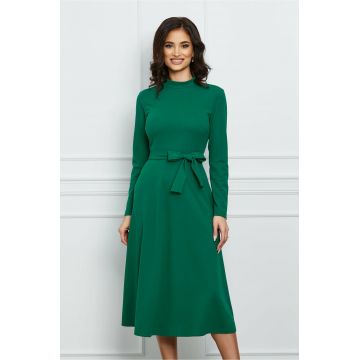 Rochie Dy Fashion verde midi clos cu cordon in talie