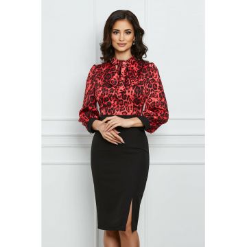 Rochie MBG neagra cu animal print la bust la bust