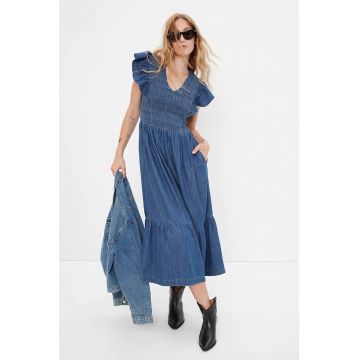 Rochie midi de denim - din bumbac organic