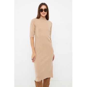 Rochie midi din tricot cu aspect striat