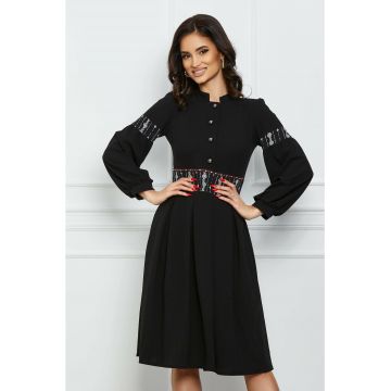 Rochie Moze cu imprimeu in talie si pe maneci