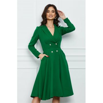 Rochie Moze verde tip sacou cu nasturi