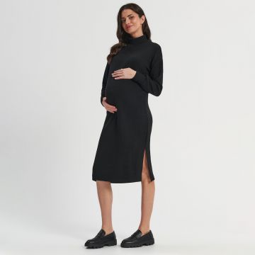 Sinsay - Rochie midi cu guler înalt MAMĂ - Negru