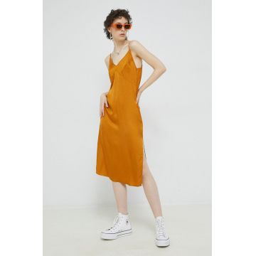 Superdry rochie culoarea galben, midi, mulata