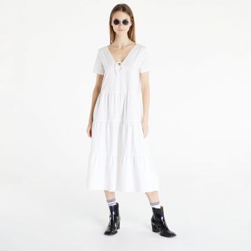 Tommy Jeans Poplin Tiered Short Sleeve Dress White