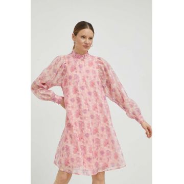 Bruuns Bazaar rochie culoarea roz, mini, oversize