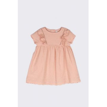 Coccodrillo rochie din bumbac pentru bebeluși culoarea roz, mini, evazati