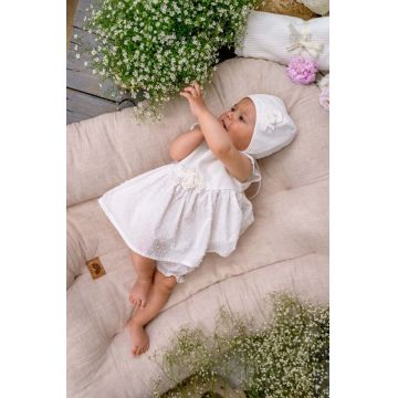 Jamiks rochie din bumbac pentru bebeluși culoarea alb, mini, evazati