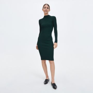 Reserved - Rochie din jerseu de tricot striat - Kaki