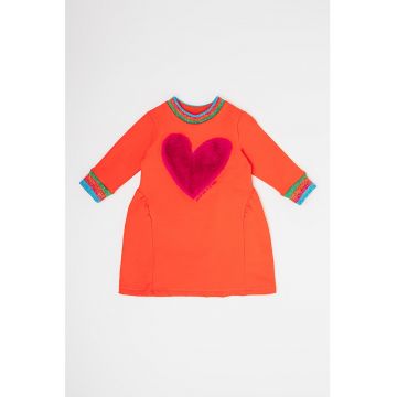 Rochie cu aplicatie inima de blana sintetica