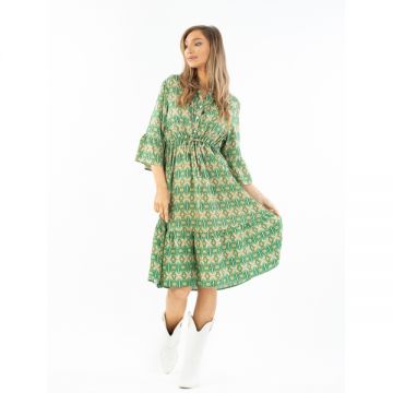 Rochie Dama TheaOne Verde cu Maro