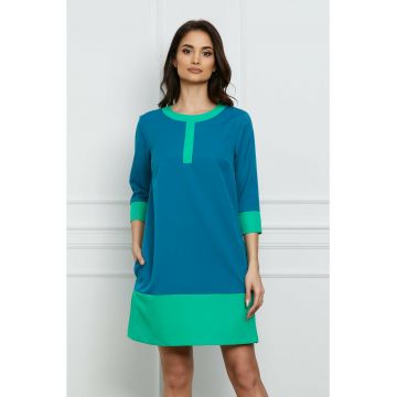 Rochie Dy Fashion albastru-verde cu buzunare