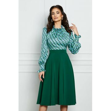 Rochie Dy Fashion verde cu bust imprimat