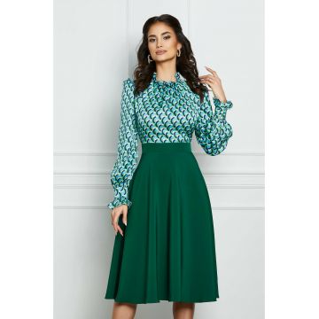 Rochie Dy Fashion verde cu bust imprimat