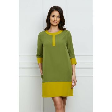 Rochie Dy Fashion verde-lime cu buzunare