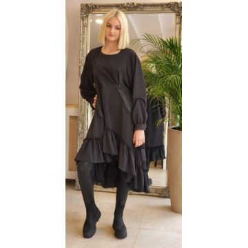 murder conscience Fascinating Rochie midi neagra oversize, cu volan si fermoare, extravaganta - Rochiile .ro murder conscience Fascinating Rochie midi neagra oversize, cu volan si fermoare, extravaganta - Rochiile .ro
