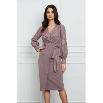 Rochie Moze lila cu cercuri in relief la bust