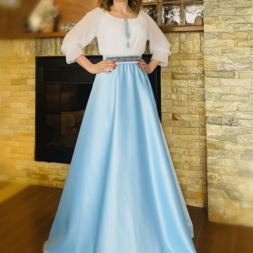 Rochie stilizata cu motive traditionale lunga Margareta 2
