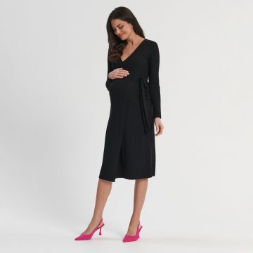 Sinsay - Rochie midi din tricot striat MAMĂ - Negru