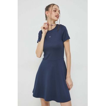 Tommy Jeans rochie culoarea albastru marin, mini, evazati