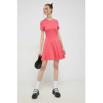 Tommy Jeans rochie culoarea roz, mini, evazati