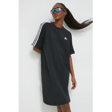 adidas rochie din bumbac culoarea negru, mini, oversize