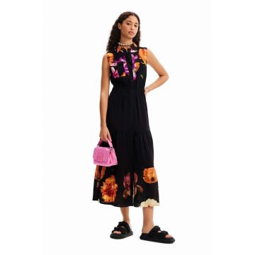 Desigual rochie culoarea negru, maxi, evazati