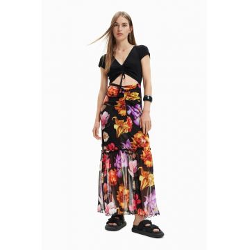 Desigual rochie culoarea negru, maxi, evazati