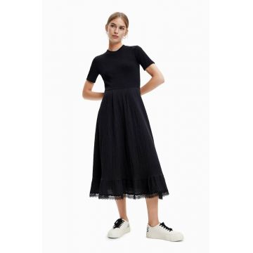 Desigual rochie culoarea negru, midi, evazati