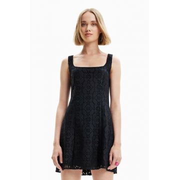 Desigual rochie culoarea negru, mini, drept