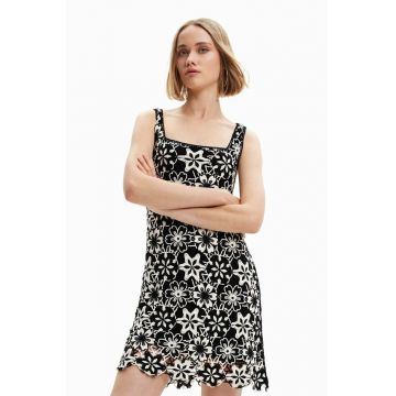 Desigual rochie culoarea negru, mini, drept