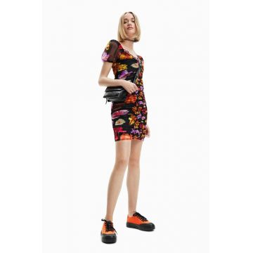 Desigual rochie culoarea negru, mini, mulata