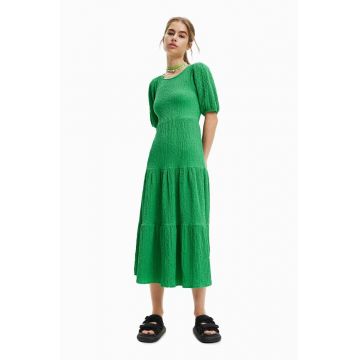 Desigual rochie culoarea verde, midi, evazati