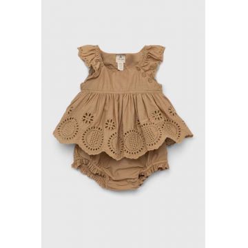 GAP rochie din bumbac pentru bebeluși culoarea maro