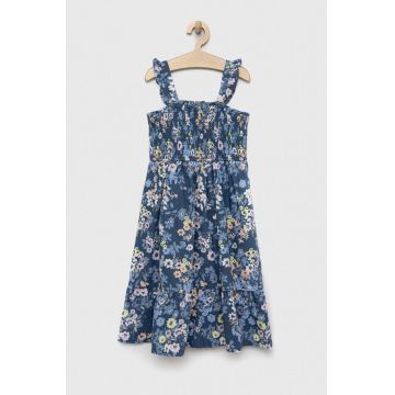 GAP rochie din bumbac pentru copii culoarea albastru marin, midi, evazati