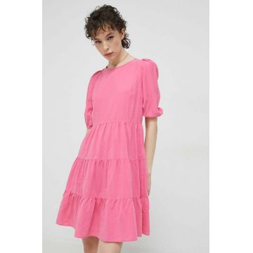 HUGO rochie culoarea roz, mini, evazati
