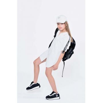 Karl Lagerfeld rochie din bumbac pentru copii culoarea alb, mini, drept