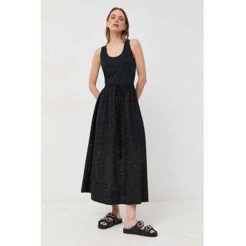 Marella rochie din bumbac culoarea negru, maxi, evazati