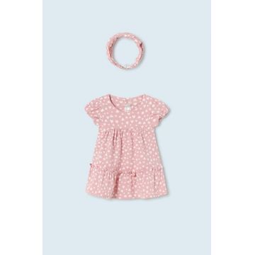 Mayoral Newborn rochie din bumbac pentru bebeluși culoarea roz, mini, evazati