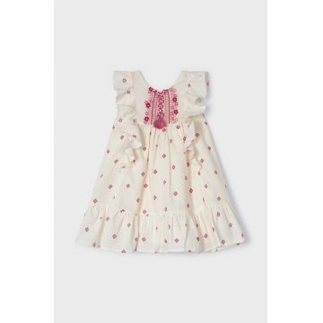 Mayoral rochie din bumbac pentru copii culoarea bej, mini, evazati