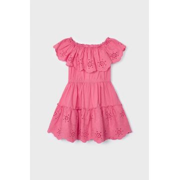 Mayoral rochie din bumbac pentru copii culoarea roz, mini, evazati
