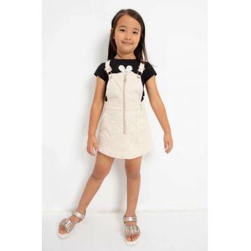 Mayoral rochie din denim pentru copii culoarea bej, mini, drept