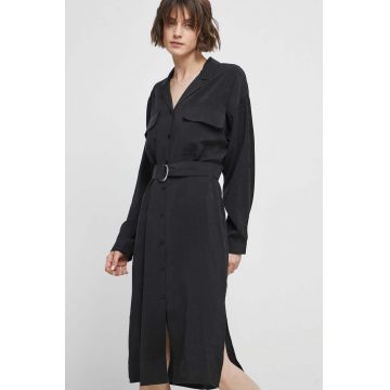 Medicine rochie culoarea negru, midi, oversize
