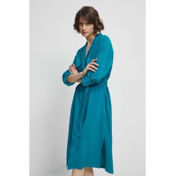 Medicine rochie culoarea turcoaz, midi, oversize