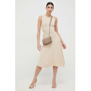 Morgan rochie culoarea bej, midi, evazati