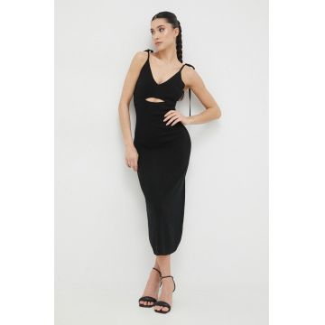 Morgan rochie culoarea negru, maxi, evazati