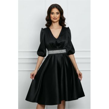 Rochie Ella Collection Aria neagra cu cordon in talie