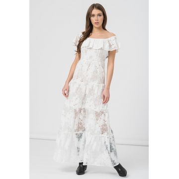 Rochie maxi de dantela cu decolteu pe umeri
