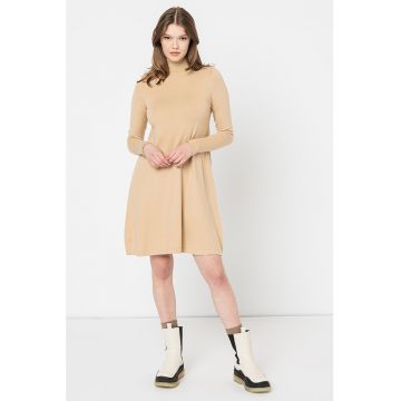 Rochie-pulover tricotata fin cu guler inalt Happiness