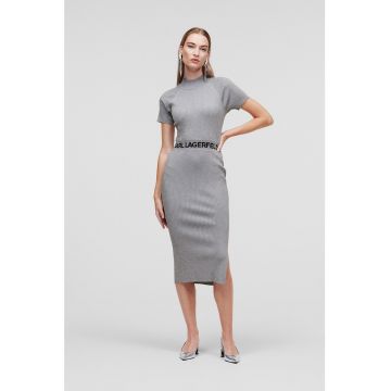 Rochie striata cu banda logo in talie